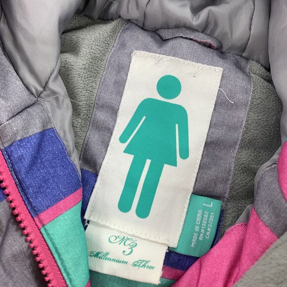 $169 M3 Millennium Three Lana Snowboard Jacket Size Large Youth Pink Gray Skiing - Picture 3 of 9